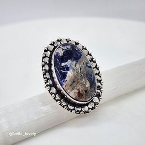 Sodalite Ethnic Handmade Ring Jewelry Size 7